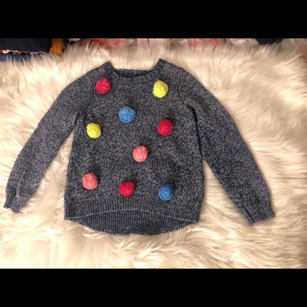 Design history Girls pom Pom knit sweater